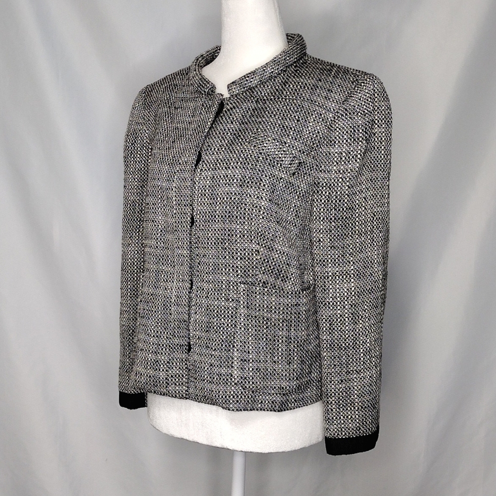 Jones New York Collection Black White Tweed Blazer Women's 14